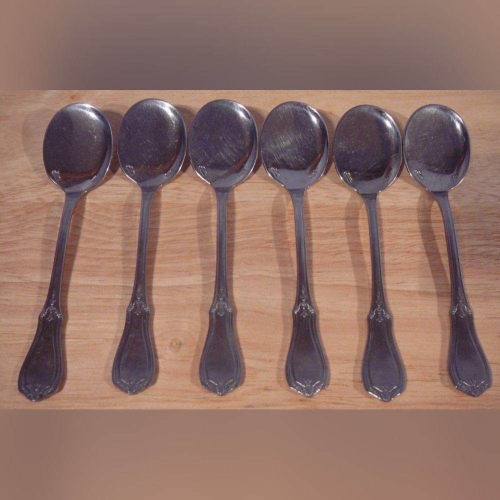 Rare 6 Jean Couzon France "Orefevre"  Ice Cream Spoons 5.5"
